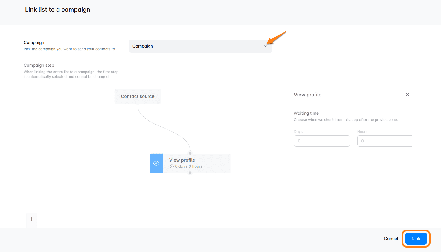 Linking a campaign with the business decision makers' contact list in Skylead