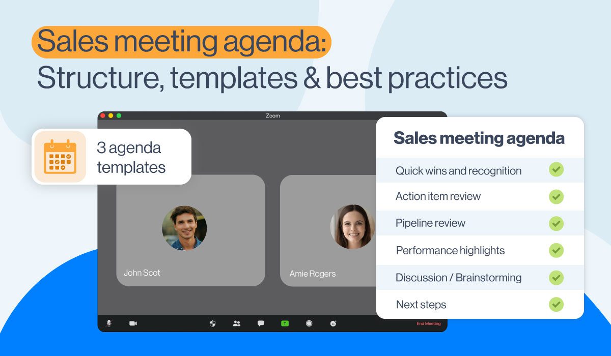 A cover image for a blog discussing how to create a sales meeting agenda