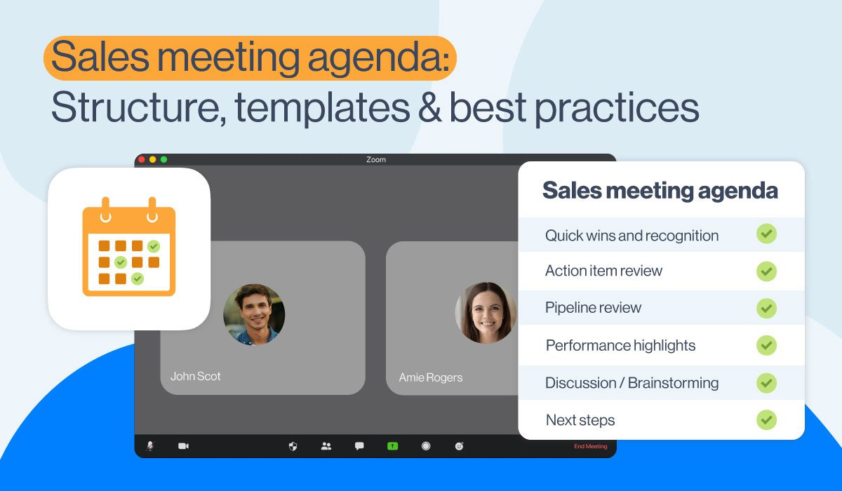 A cover image for a blog discussing how to create a sales meeting agenda