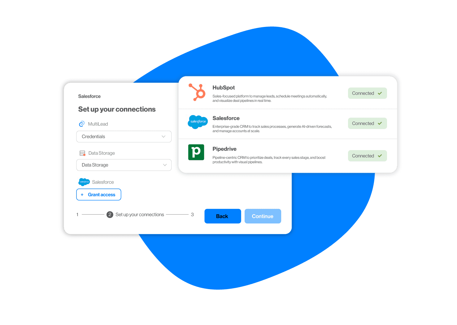 Skylead CRM integration, with Hubspot, Pipedrive, and Salesforce in 3 clicks