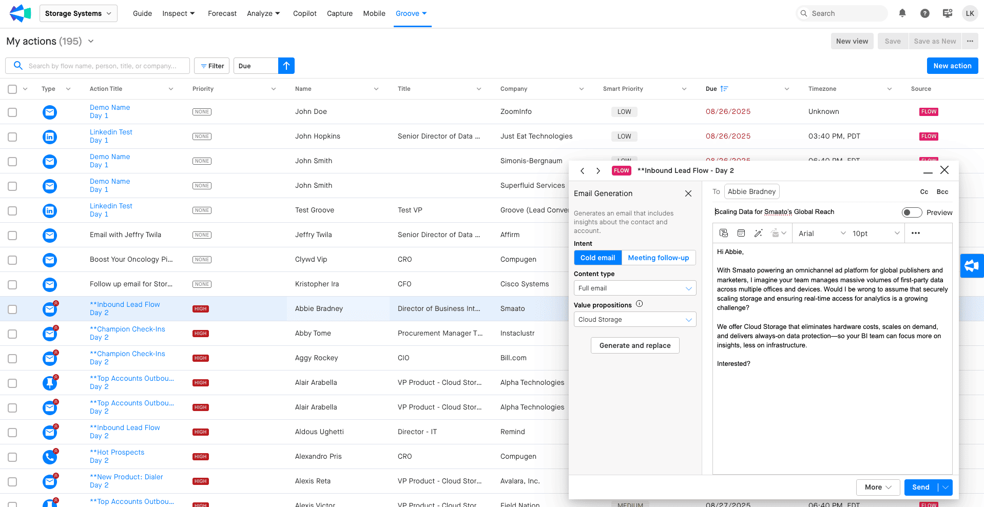 User interface of Clari