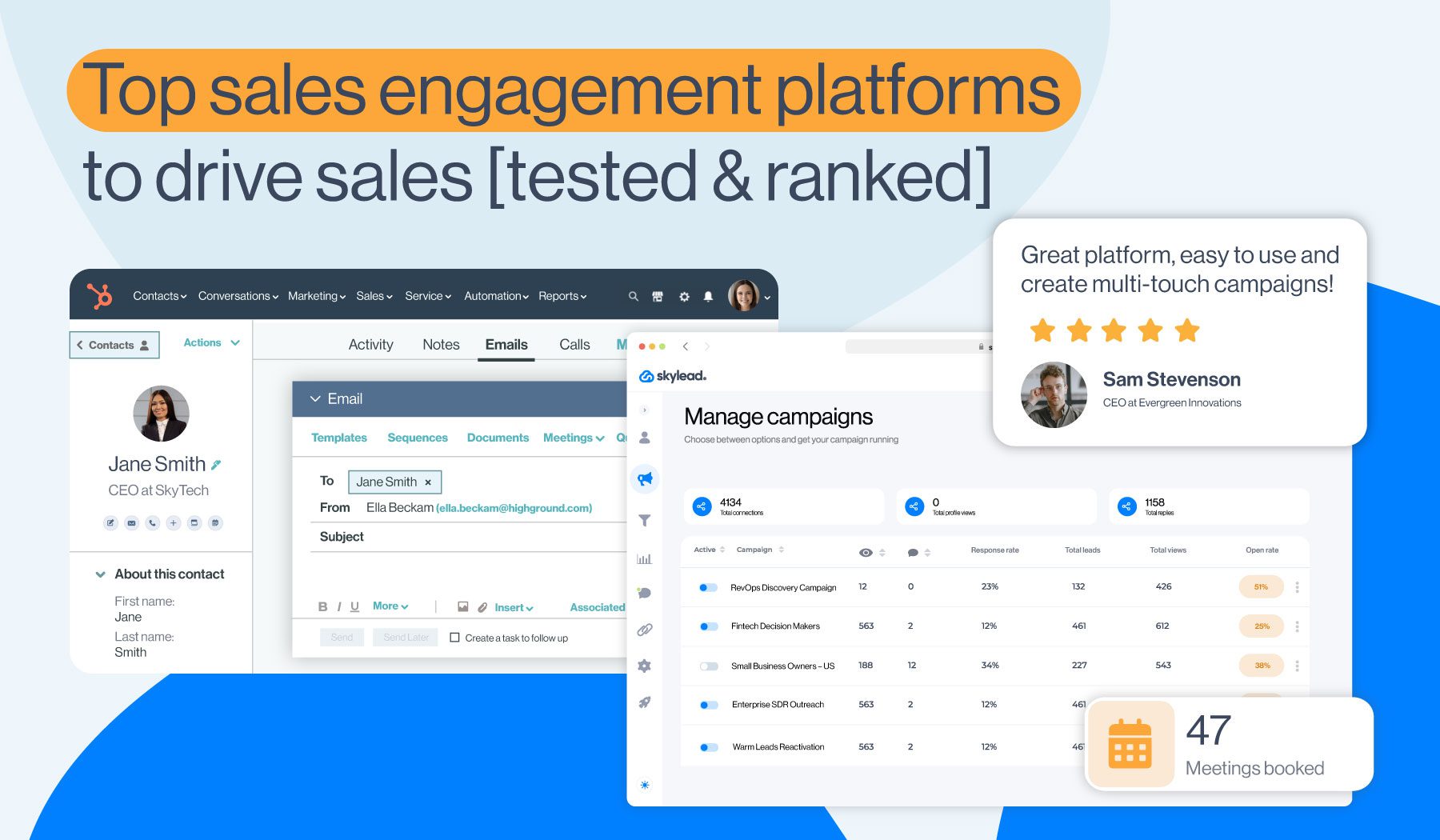 Cover image for a blog covering top sales engagement platforms